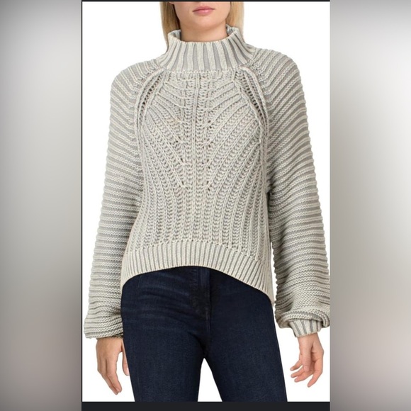 Free people Grey ribbed turtleneck sweater - Picture 1 of 6